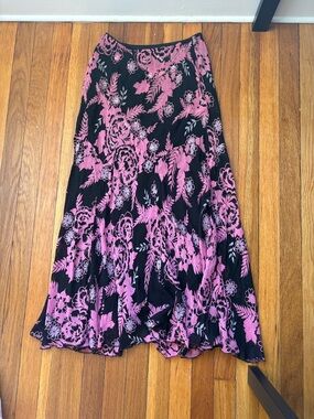 Rogue Black Maxi Skirt with Pink Floral Print